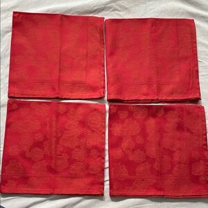 Rich Red Damask Dinner Napkins - Set o 4